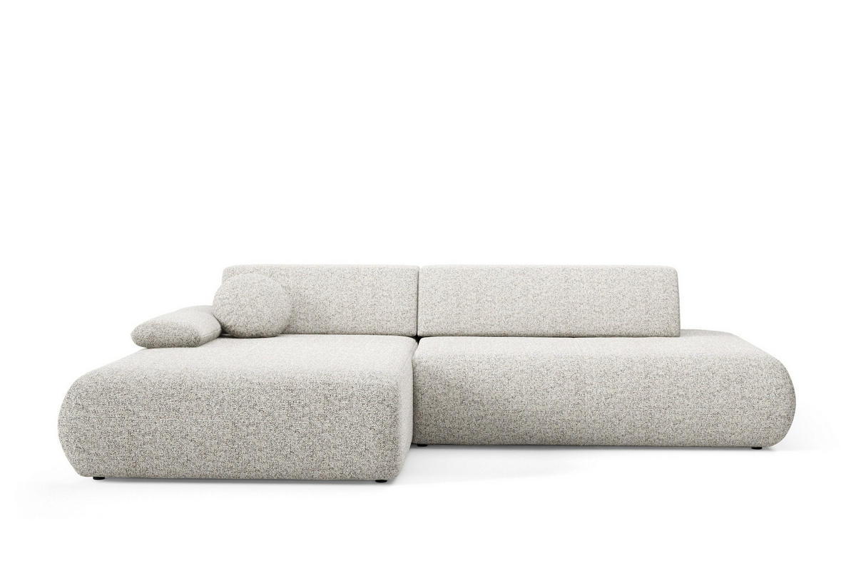 ECKSOFA DELTA L-S Hellgrau Geflochtener Stoff mit Schlaffunktion - Hellgrau, Holz (286/173.5cm) - MASSENO