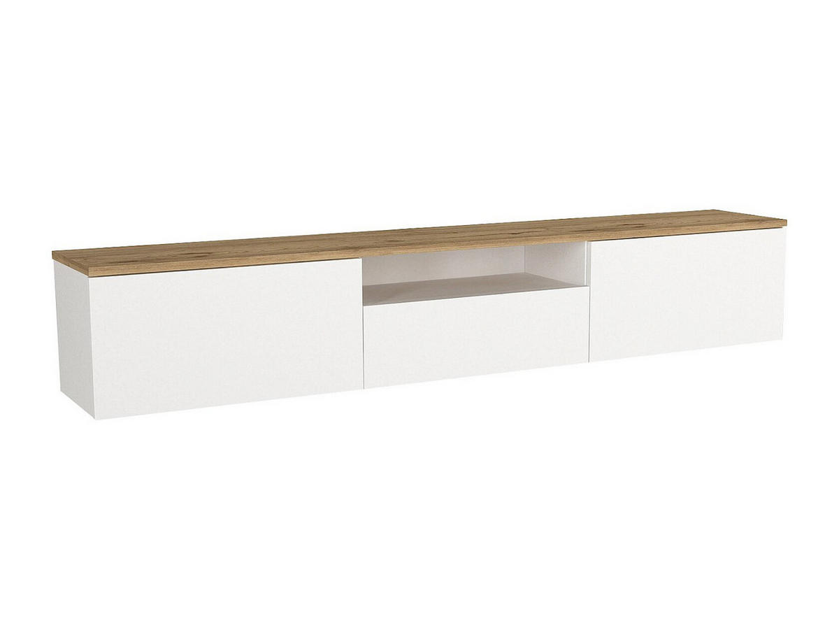 TV-HÄNGESCHRANK - 180 cm x 29.5 cm - Holz, Platte - Naturfarben Hell, Weiß - LOTULA - Naturfarben/Weiß, Holz (180/31.3/29.5cm) - Vente-Unique