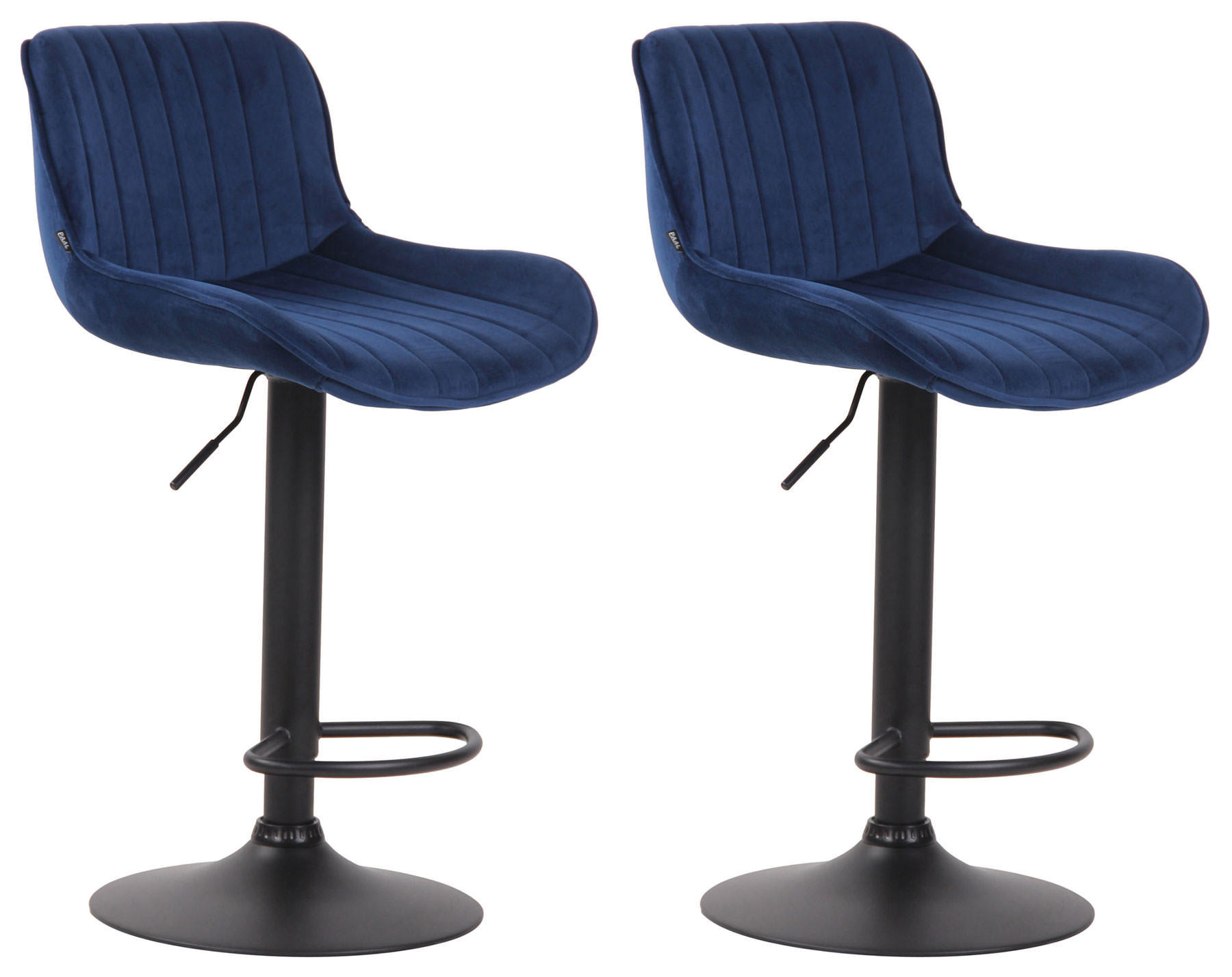 BARHOCKER 2er Set Samt blau - Blau/Schwarz, Textil/Metall (50/86/50cm) - CLP
