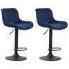 BARHOCKER 2er Set Samt blau - Blau/Schwarz, Textil/Metall (50/86/50cm) - CLP
