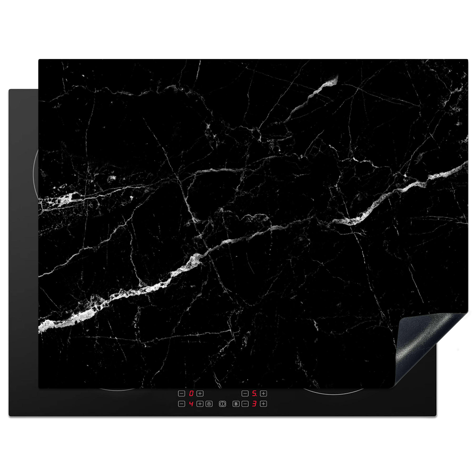 HERABDECKPLATTE - Marmoroptik - Schwarz - Luxus - 80x55 - Grau, Kunststoff (80/55/0.2cm) - MuchoWow
