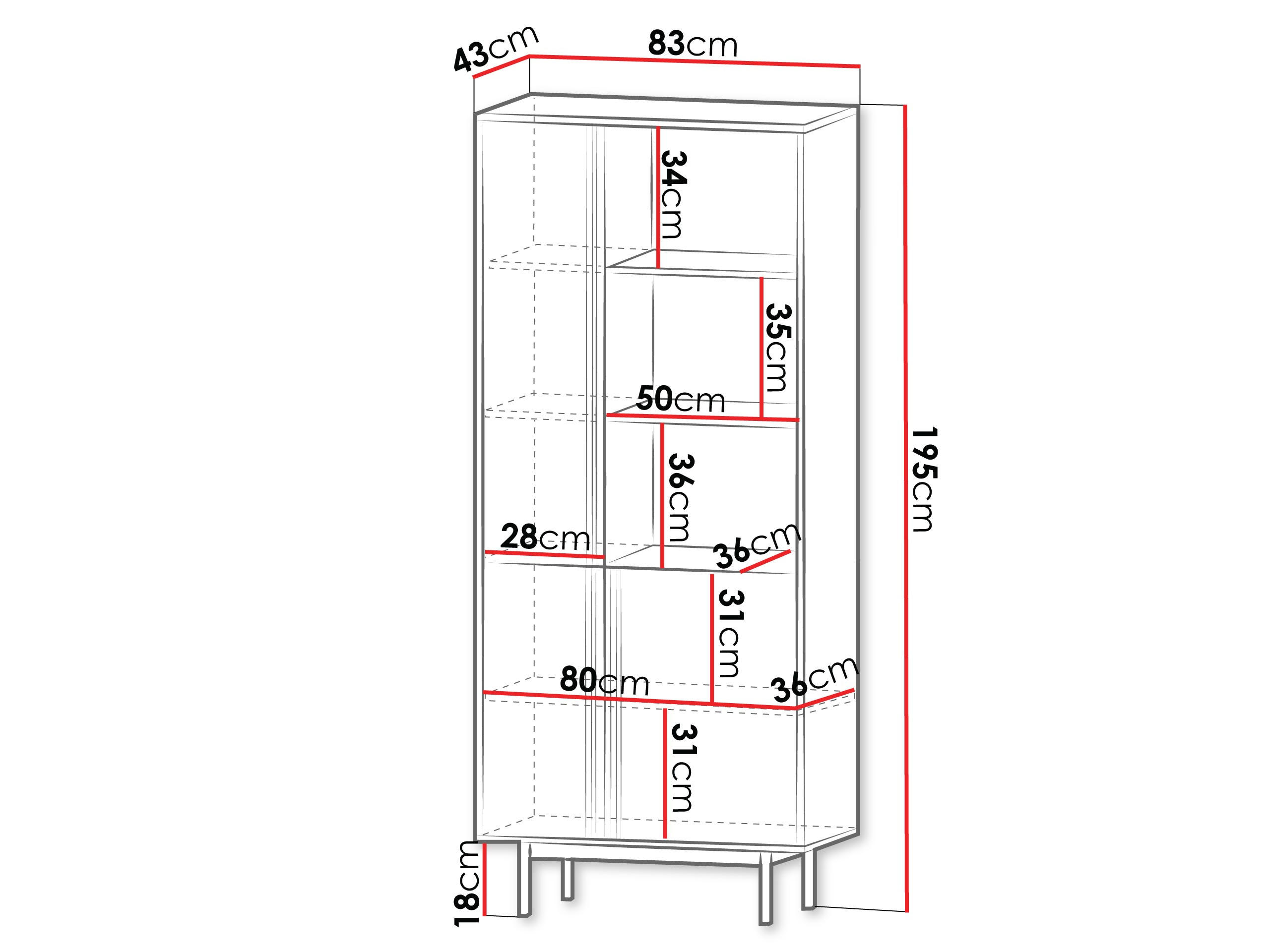 STANDREGAL Alsy 3D AL02 - Eichefarben/Anthrazit, Holzwerkstoff/Kunststoff (83/195/43cm) - MIRJAN24