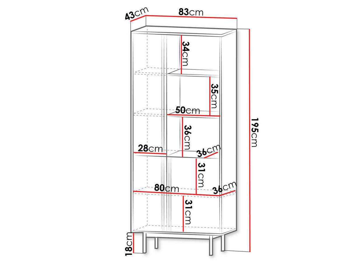 STANDREGAL Alsy 3D AL02 - Anthrazit/Beige, Holzwerkstoff/Kunststoff (83/195/43cm) - MIRJAN24