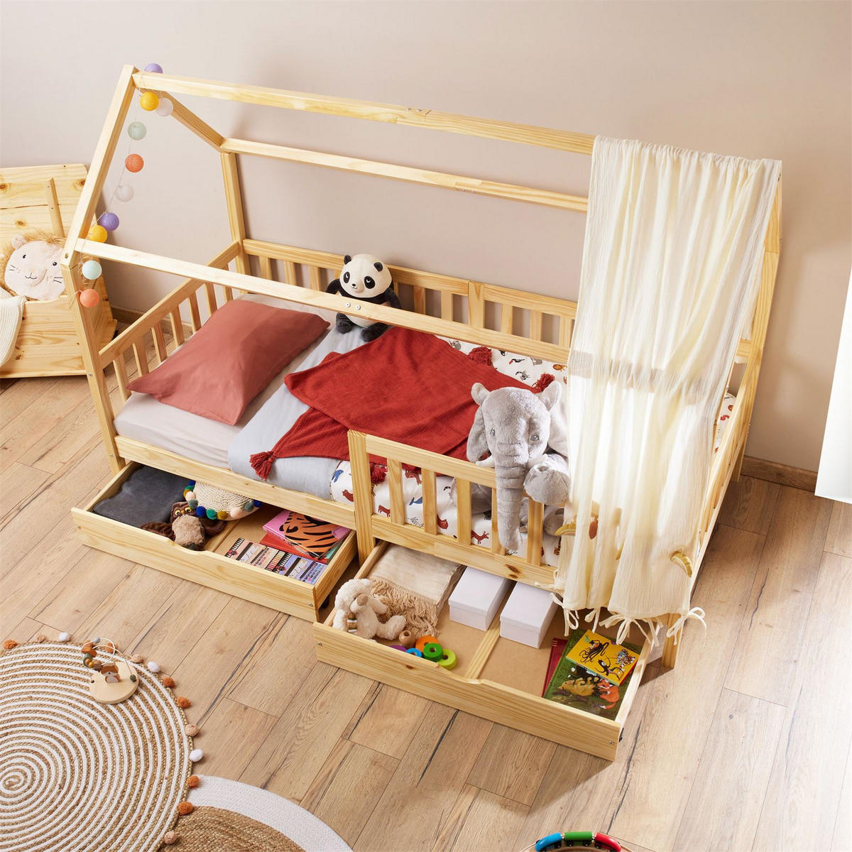 HAUSBETT NUNA 90X200 CM - Naturfarben, Holz (96/145/207cm) - IDIMEX