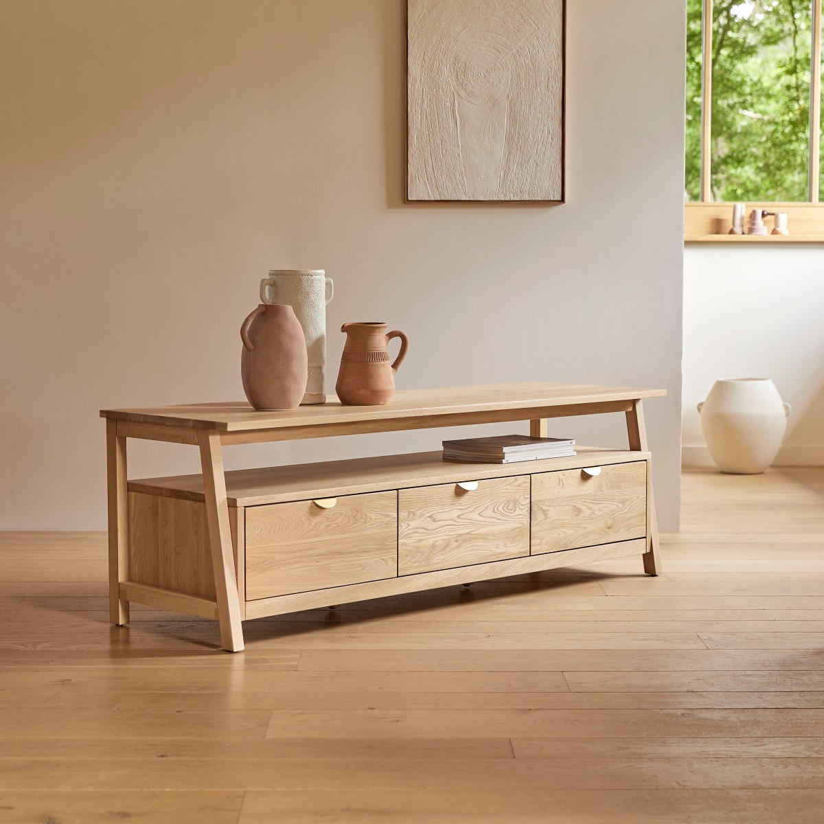 TV-SCHRANK Pola Natur aus Eiche - Naturfarben, Holz (150/50/47cm) - Tikamoon