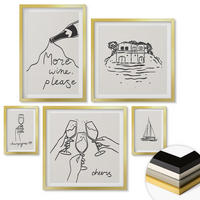 WANDBILDER 5er Set - 50x50 cm & 20x30 cm & 40x60 cm Goldrahmen - Minimalistische Boho-Muster - Goldfarben, Kunststoff (40/60cm) - ArtPrintCave