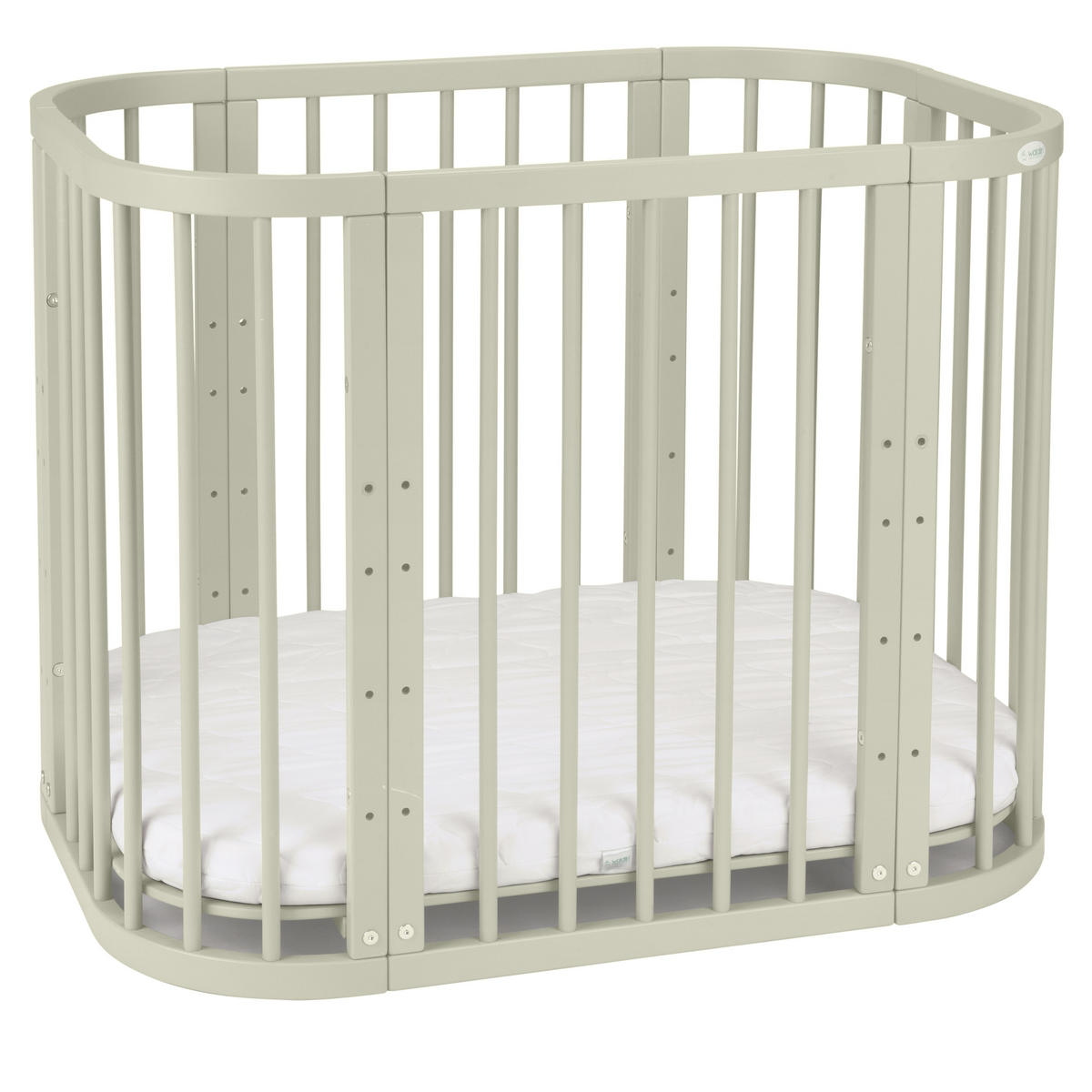 BABYBETT OLIVE, 5in1 mit Matratze - Olivgrün, Holz (65.5/92cm) - waldin