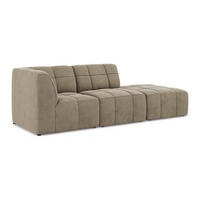 ECKSOFA Rechts Samt Stoff Beige - Beige/Schwarz, Holzwerkstoff/Kunststoff (240/90cm) - Makamii