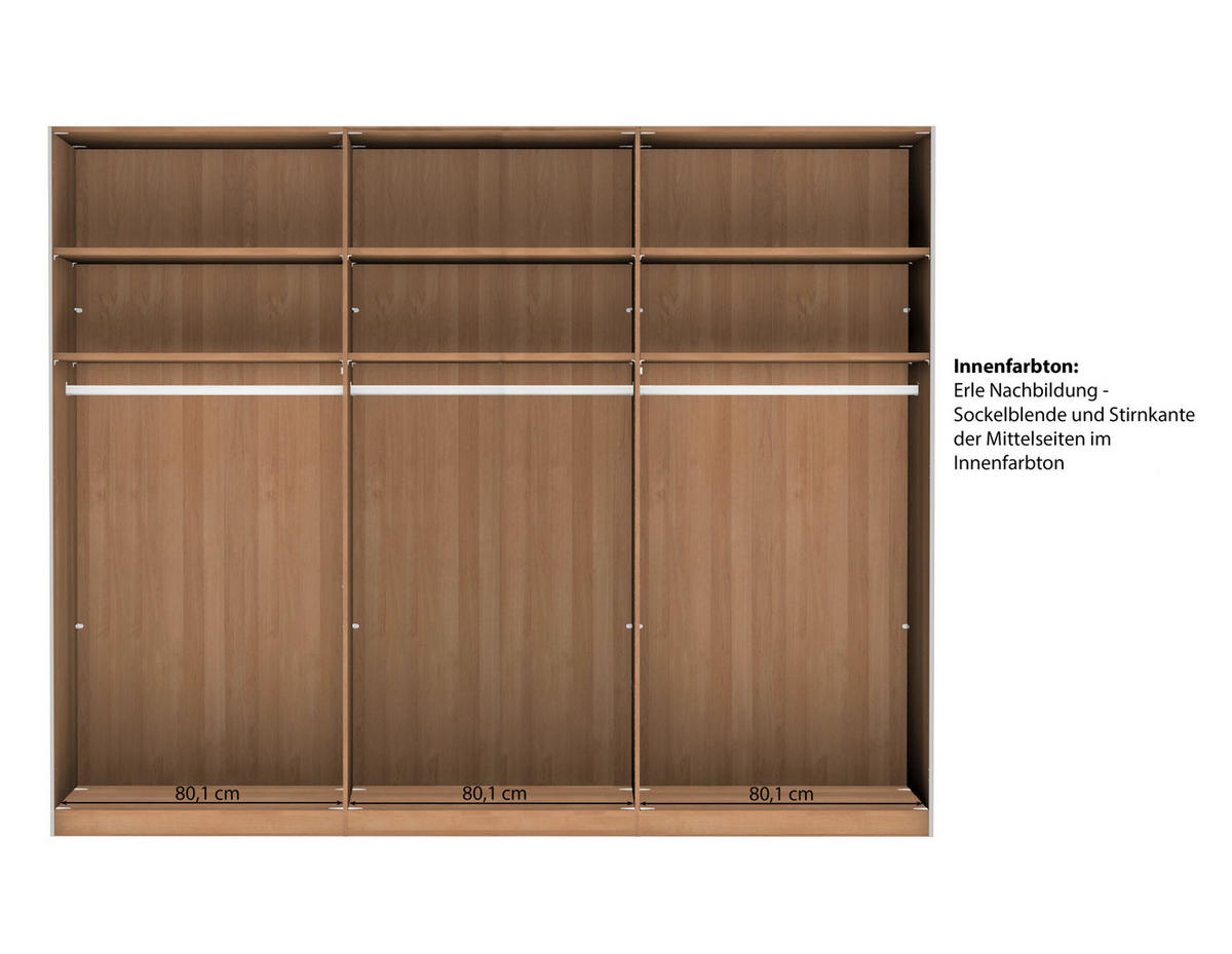 SCHLAFZIMMER Lenvara mit in Eiche 4-teilig mit Schwebetürenschrank mit Spiegel, Passepartout, zwei Nachttische und Komfortbett - Braun, Holzwerkstoff (80/200/120cm)