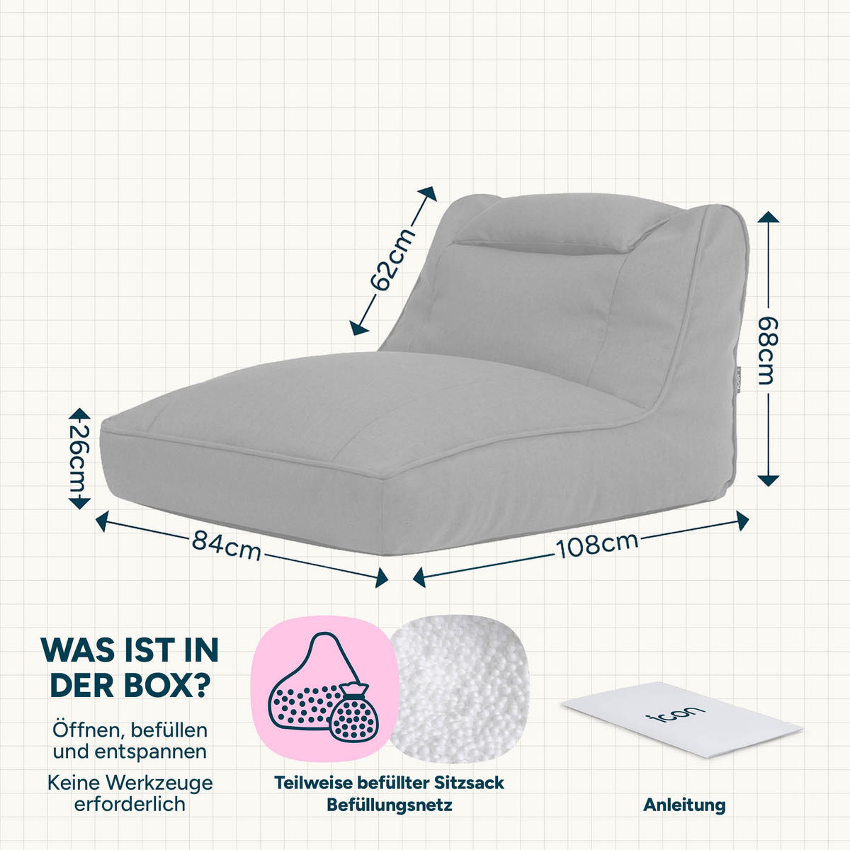 SITZSACK Outdoor Nova - Blau, Textil (84/68/108cm) - icon