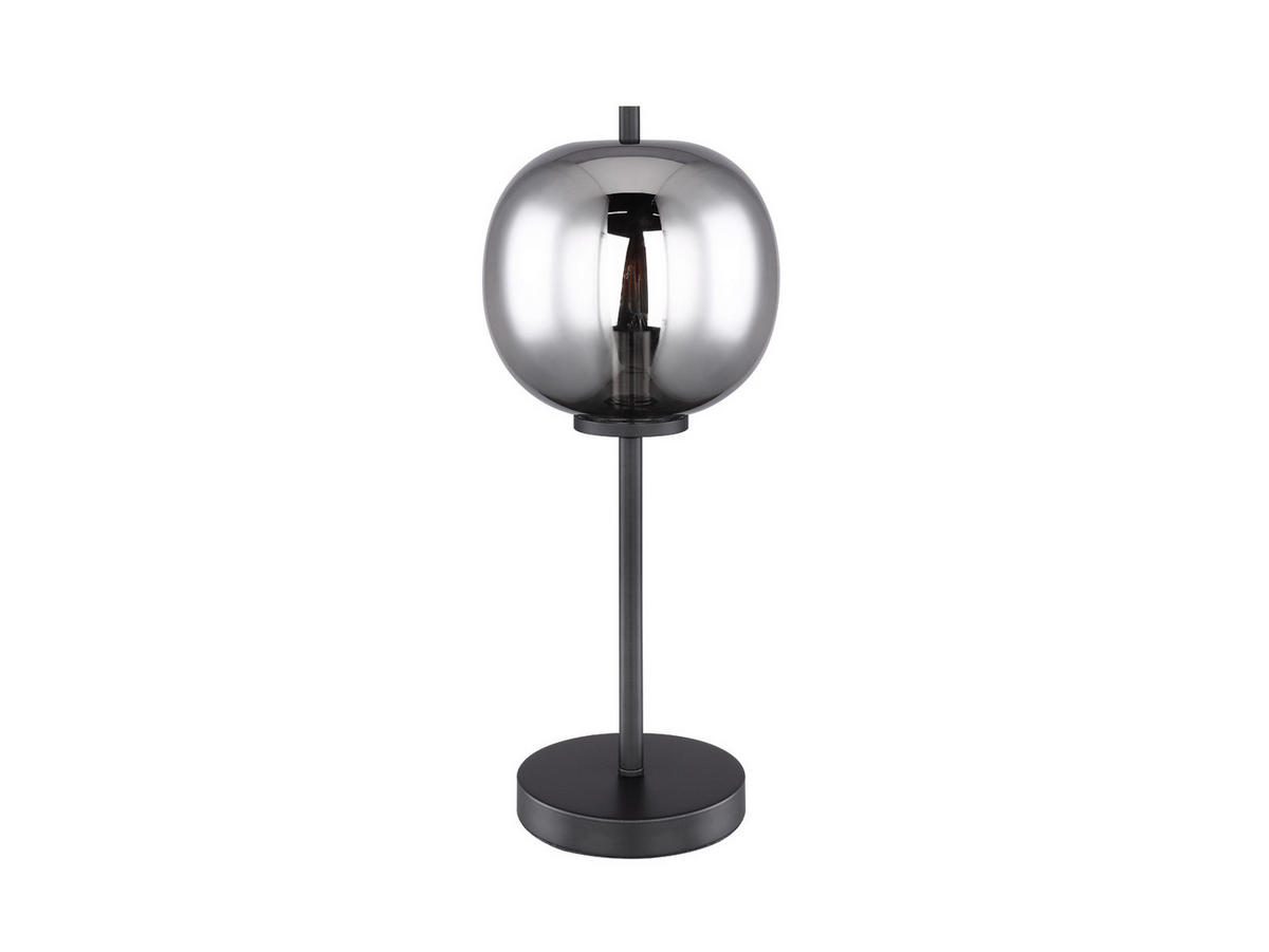 LED-TISCHLEUCHTE Schwarz Höhe 45cm, Glaskugel Rauchglas - Schwarz, Glas/Metall (19/19/45cm) - meineWunschleuchte