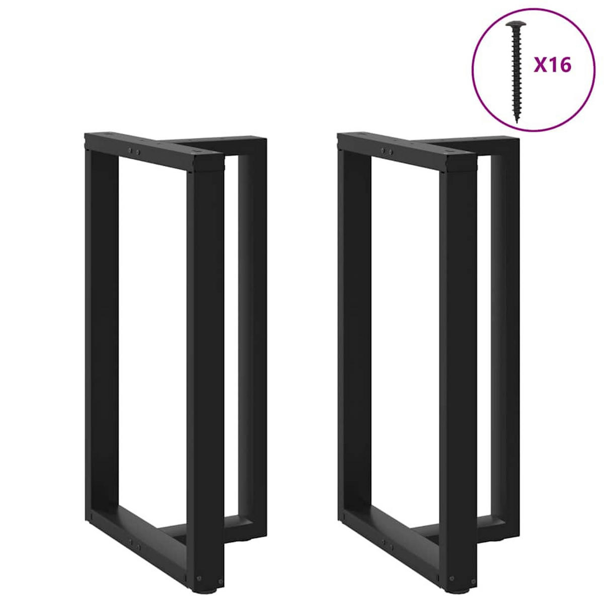 BARTISCHBEIN Liegen Füße 60/35/101 cm Schwarz Stahl - Schwarz, Metall (35/101/60cm) - vidaXL