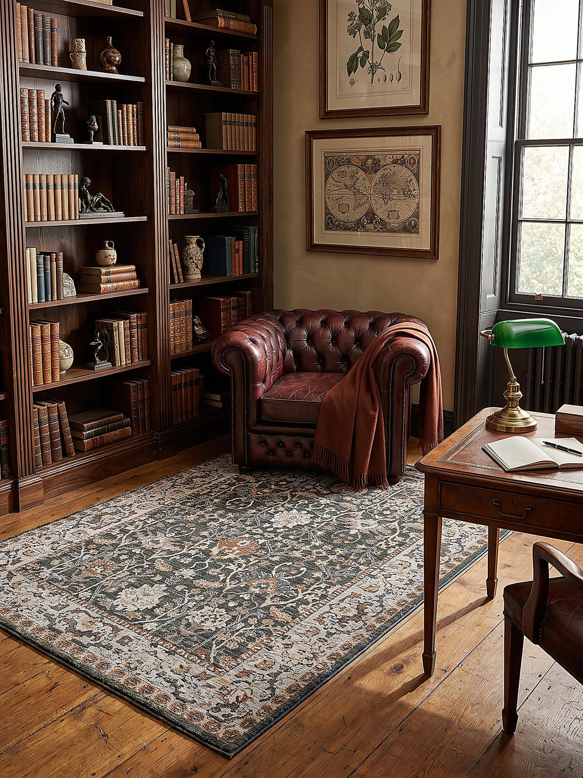 STRUKTURTEPPICH TRURO, Blumenmuster, Erdtöne-Grün, 200 x 300 cm - Grün, Textil (200/300cm) - KADIMA DESIGN