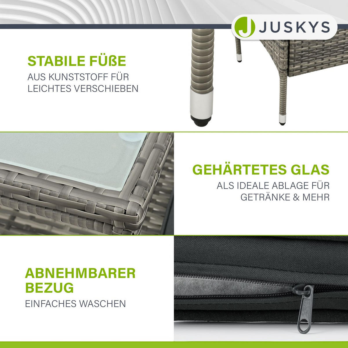 GARTENBANK Monaco grau-meliert - Grau, Kunststoff/Metall (133/84/63cm) - Juskys