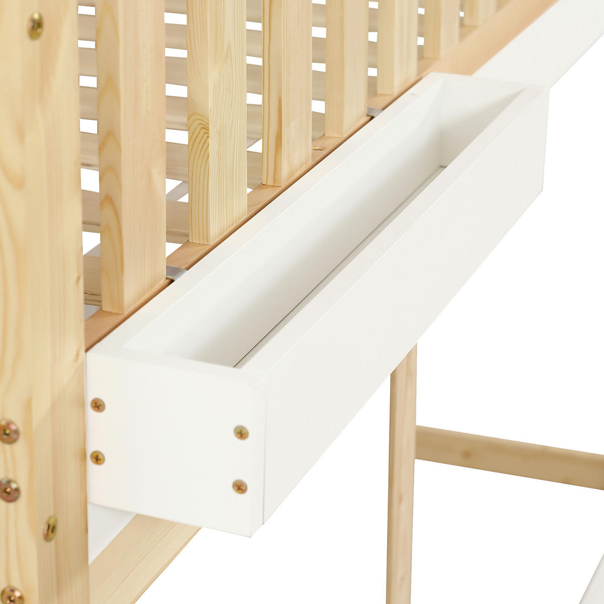 HOCHBETT 90/200 cm DE-02258, in Weiß/Natur, mit Tafel und Aufbewahrungsbox - Weiß/Naturfarben, Holz/Holzwerkstoff (90/200cm) - ComfortXL