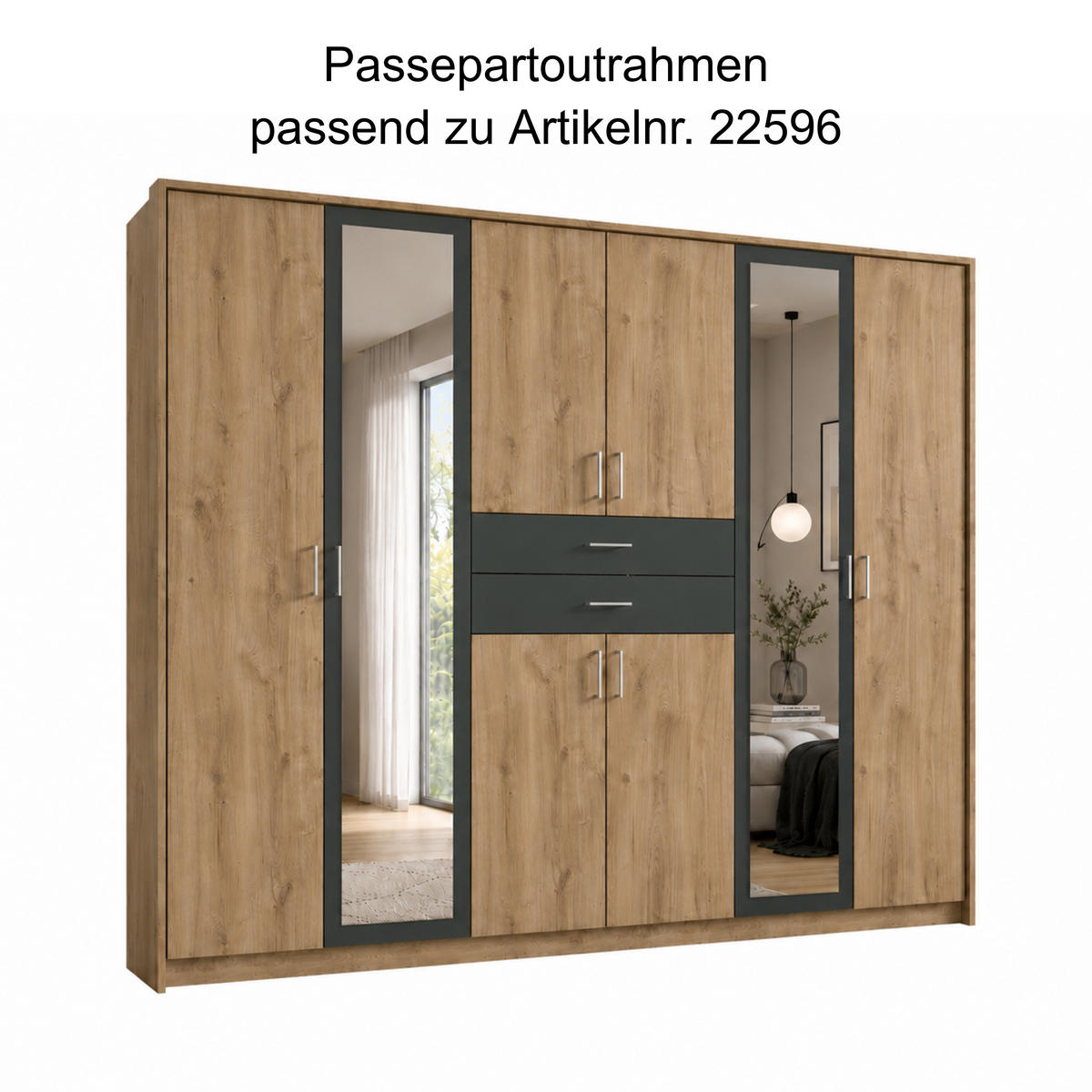 PASSEPARTOUTRAHMEN zum Kleiderschrank 22596, B273/H211/T58 cm, Abschlussrahmen in Eiche Dekor / 22596-01 - Eichefarben, Holzwerkstoff (273/211/12cm) - luma-home
