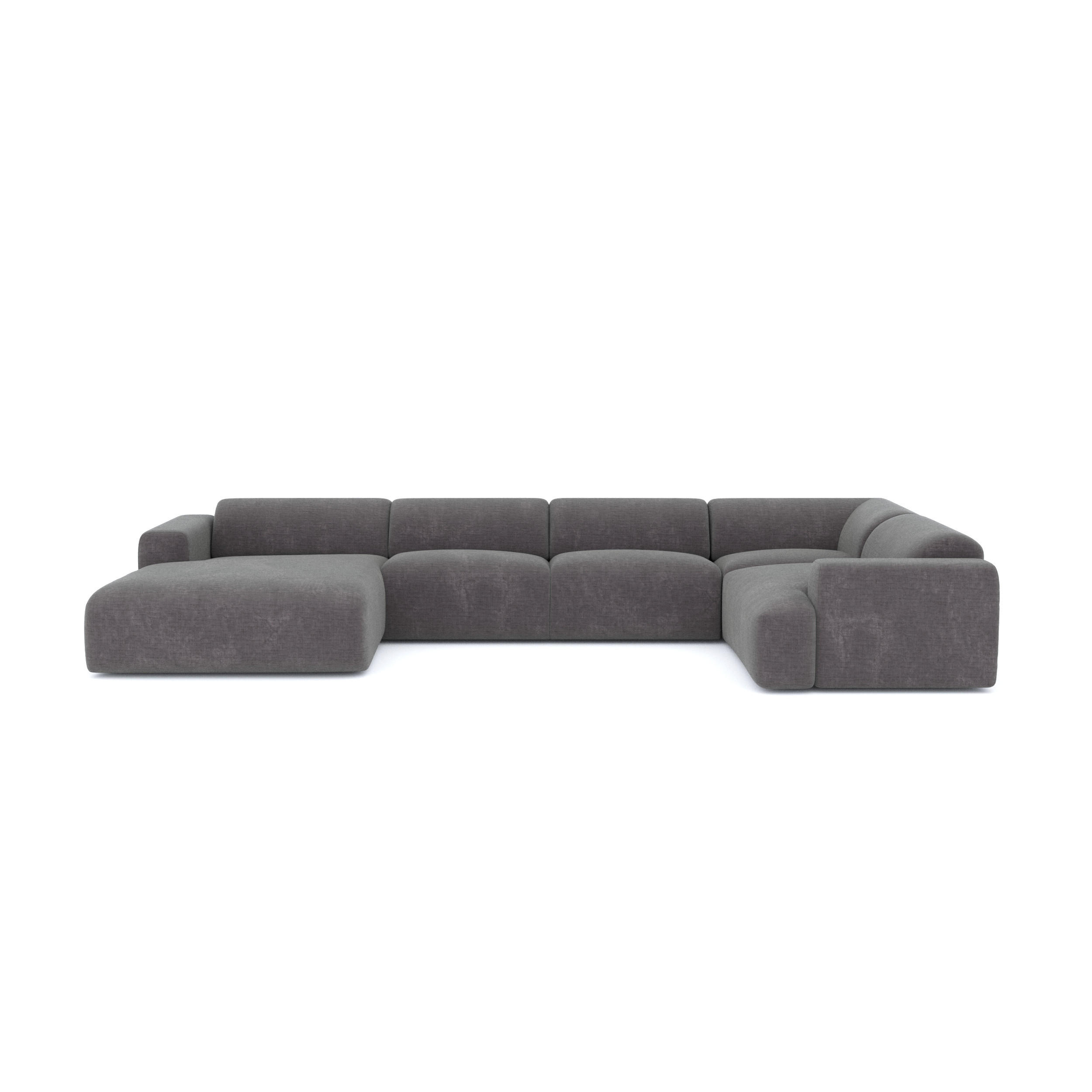 WOHNLANDSCHAFT Texturierter Samt Grau 354cm - Grau, Textil (354/73/164cm) - Sia Home