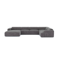 WOHNLANDSCHAFT Texturierter Samt Grau 354cm - Grau, Textil (354/73/164cm) - Sia Home