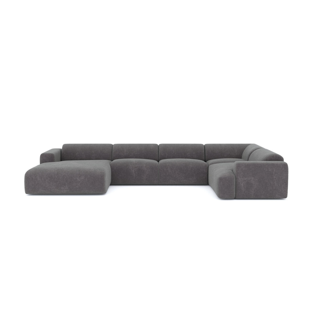 WOHNLANDSCHAFT Texturierter Samt Grau 354cm - Grau, Textil (354/73/164cm) - Sia Home