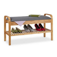 SCHUHBANK - Hellbraun, Holz/Textil (90/50/33cm) - Relaxdays