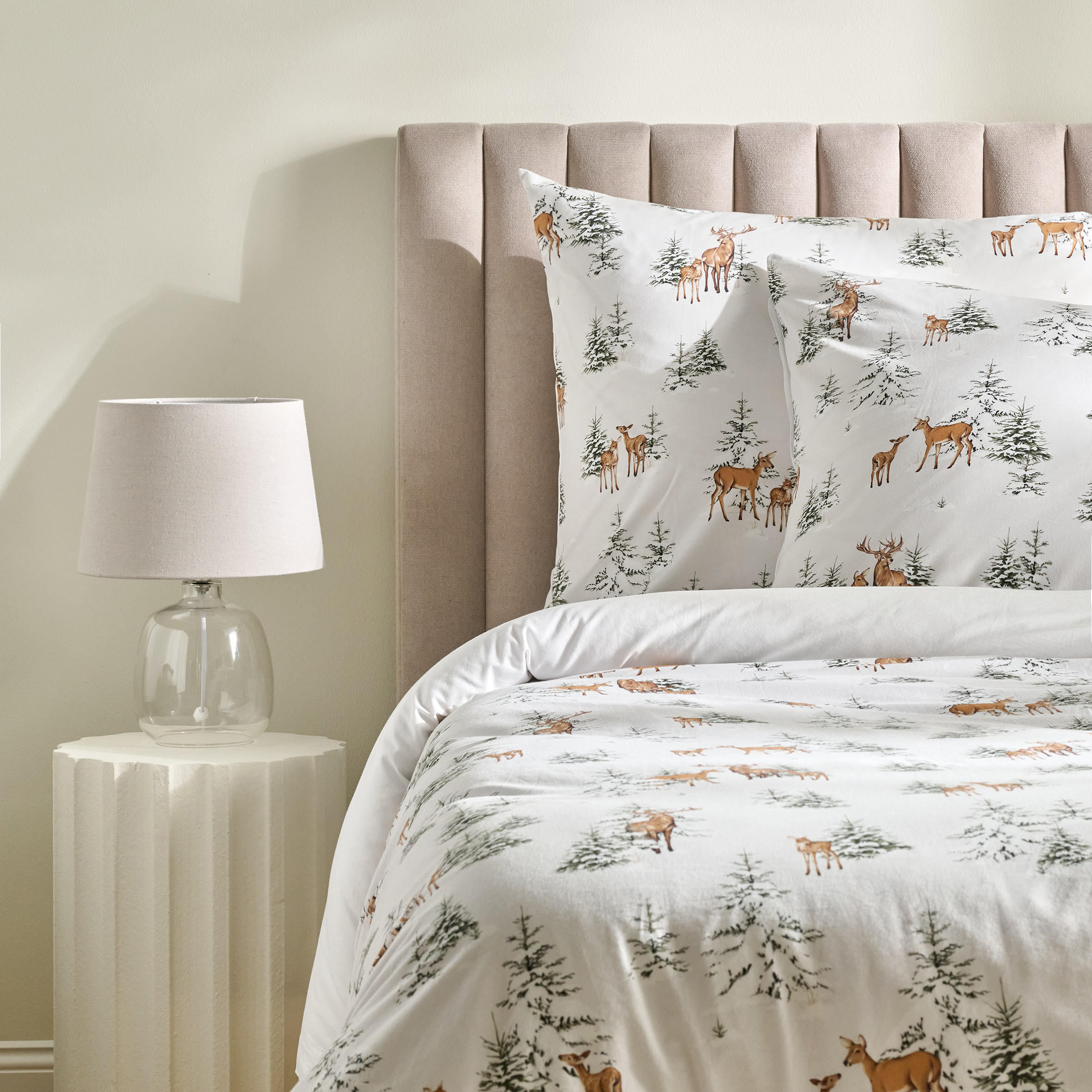 BETTWÄSCHE Baumwoll HIVROS, 160x200 cm, Hellbeige, Winter Weihnachten Bettbezug, Weihnachtsdeko, Christmas, Weihnachtsmotiv - Beige, Textil (160/200cm) - home&you