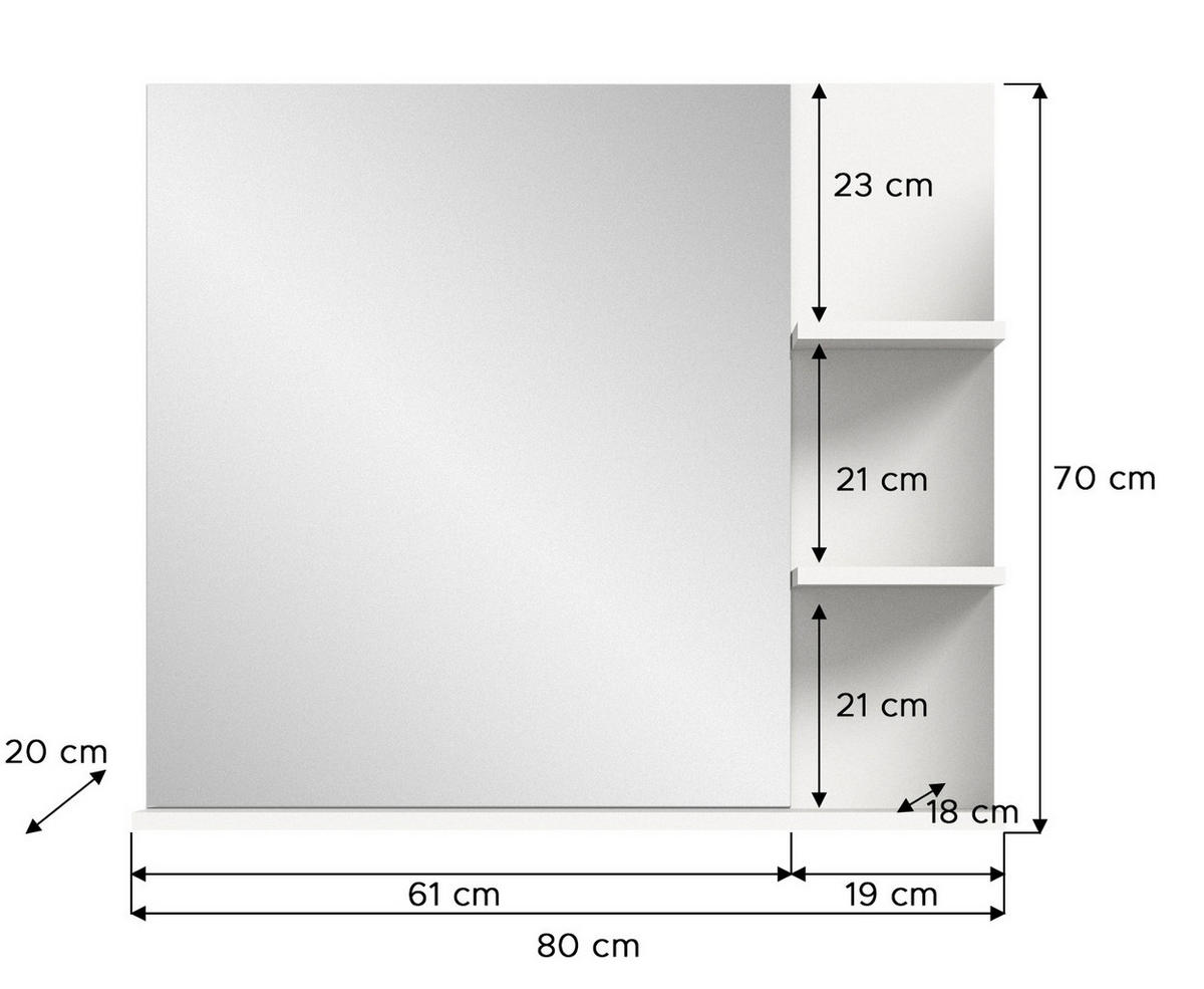 SPIEGEL Badezimmer weiß 80 cm, Wandspiegel mit Regal - Weiß, Holzwerkstoff/Metall (82/56/34cm) - Inn.Furn