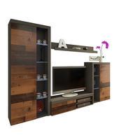 WOHNWAND OKTAWIA LED - Graphitfarben/Braun, Holzwerkstoff (270/190/40cm) - Meblini