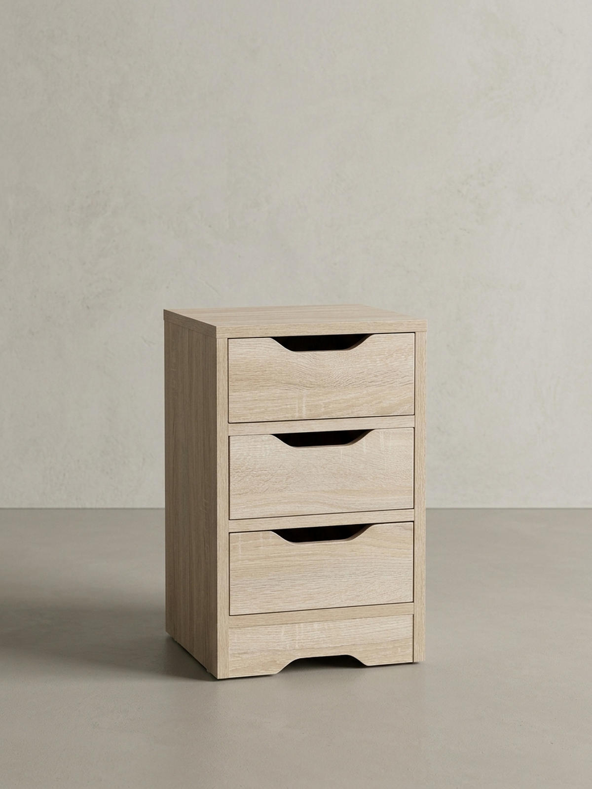 NACHTTISCH 3 Schubladen Modern Kratzfest Wasserabweisend, Beige 31x31x49 cm - Beige/Braun, Holz (31/49/31cm) - KADIMA DESIGN