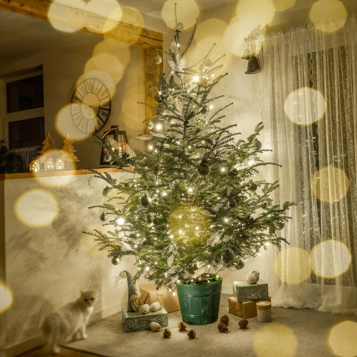 KADAX Großer Weihnachtsbaumständer für einen echten Weihnachtsbaum, Blumentopfbaum, 2,8 m - Grün, Kunststoff (29.5cm) - KADAX