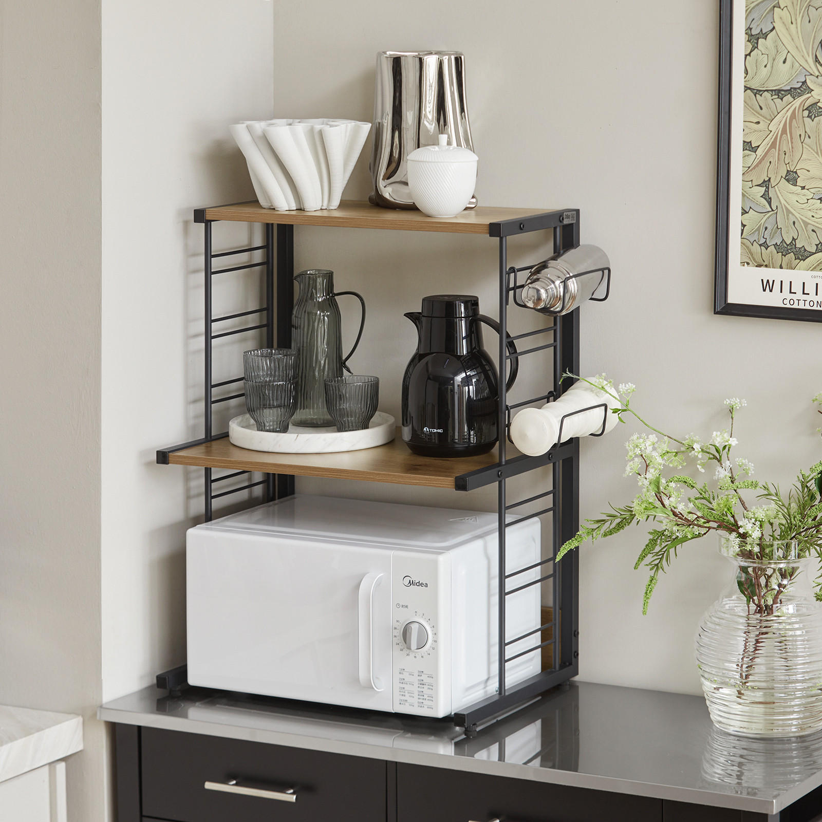 Thumbnail - SoBuy Mikrowellenhalter, Natur, Holzwerkstoff, 60x72x36 cm, Küchen, Küchenmöbel, Küchenregale