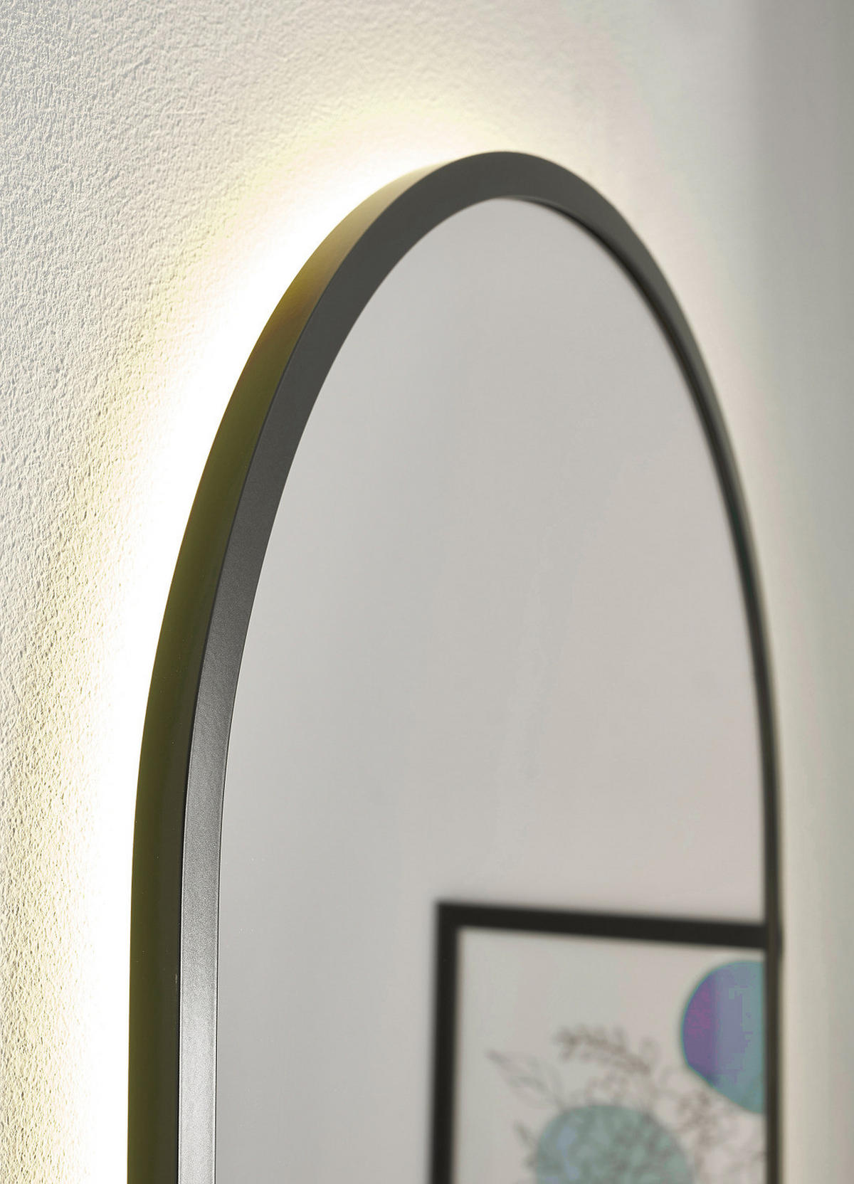BELEUCHTETER SPIEGEL - Oval - Inkl. Beleuchtung - Schwarz - Schwarz, Glas/Kunststoff (50/90/5cm) - home24