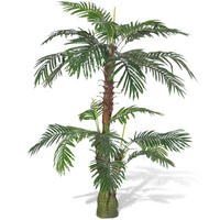 KÜNSTLICHE Pflanze Cycas-Palme 150 Cm - Schwarz/Braun, Holz/Kunststoff (150cm) - vidaXL