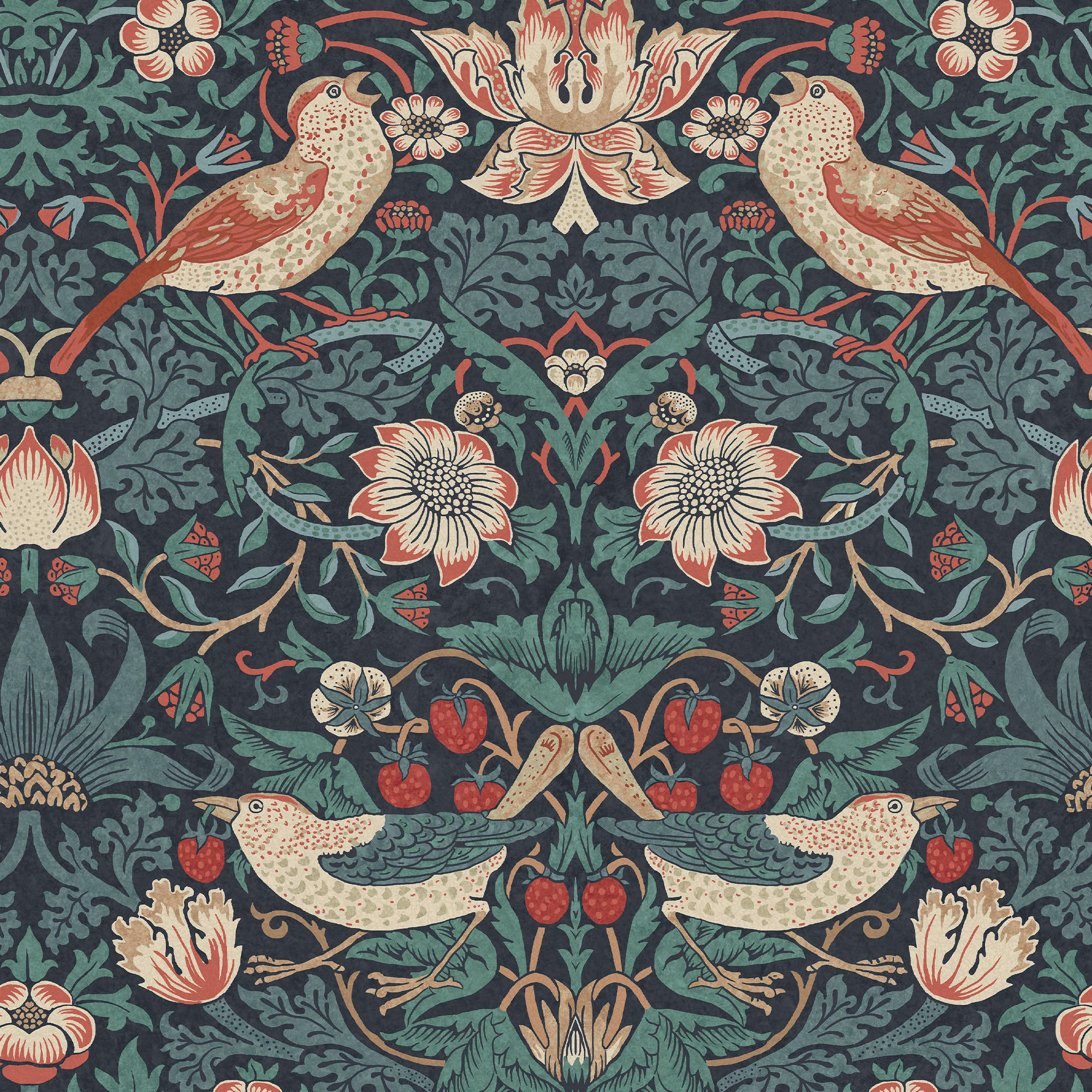 William Morris at Home Vliestapete Blau, Rot 52x1000 cm