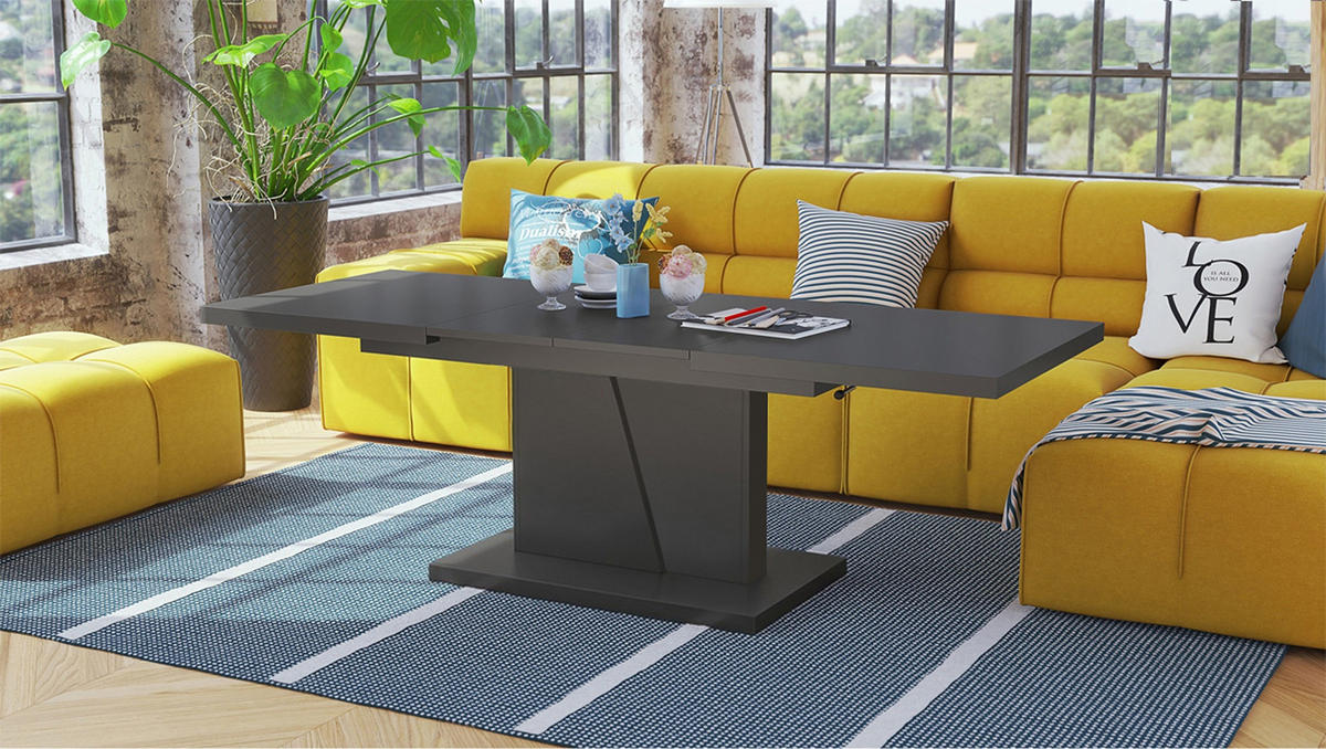 COUCHTISCH rechteckig Anthrazit matt ausziehbar höhenverstellbar - Anthrazit, Holzwerkstoff (70/120/60cm) - designimpex