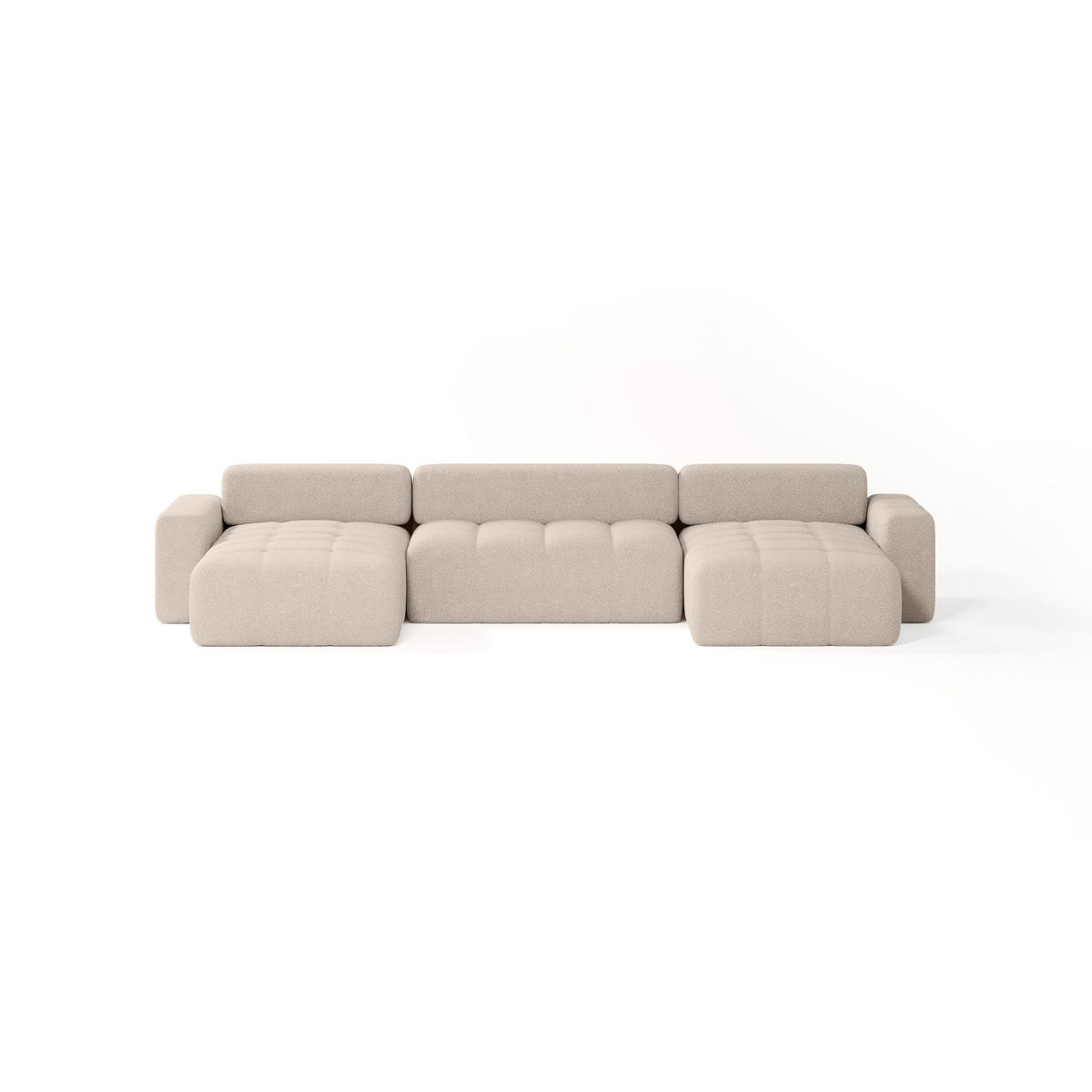 ECKSOFA Bouclé-Stoff 10 Sitzer Bornum U, Beige - Beige, Textil (386/70/155cm) - Meblito