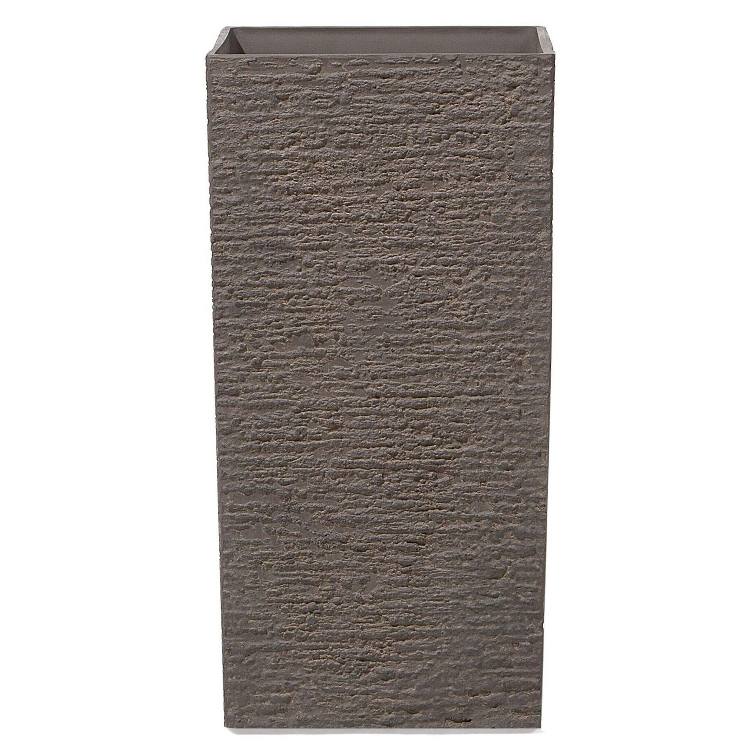 BLUMENTOPF dunkelbraun quadratisch 35/35/70 cm Gaza - Braun, Stein (70cm) - Beliani