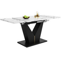 ESSTISCH 99-159/75/75 cm weiß schwarz ausziehbar mit V-Fußgestell aus MDF Metall - Weiß, Holzwerkstoff (99/75/75cm) - OKWISH
