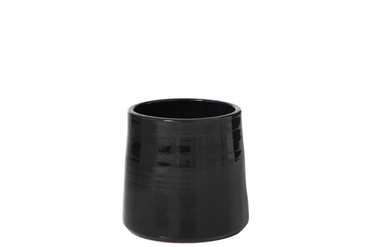 BLUMENTOPF RUND - Töpferei - Schwarz - M - Ø 23 cm - Schwarz, Keramik (23/21.5cm) - J-Line