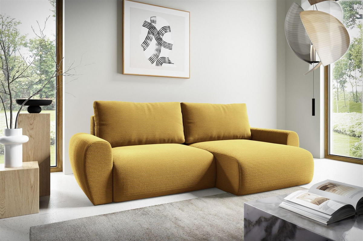 ECKSOFA Galan Mit Schlaffunktion - Gelb, Holzwerkstoff/Textil (153/253cm) - Fun Möbel
