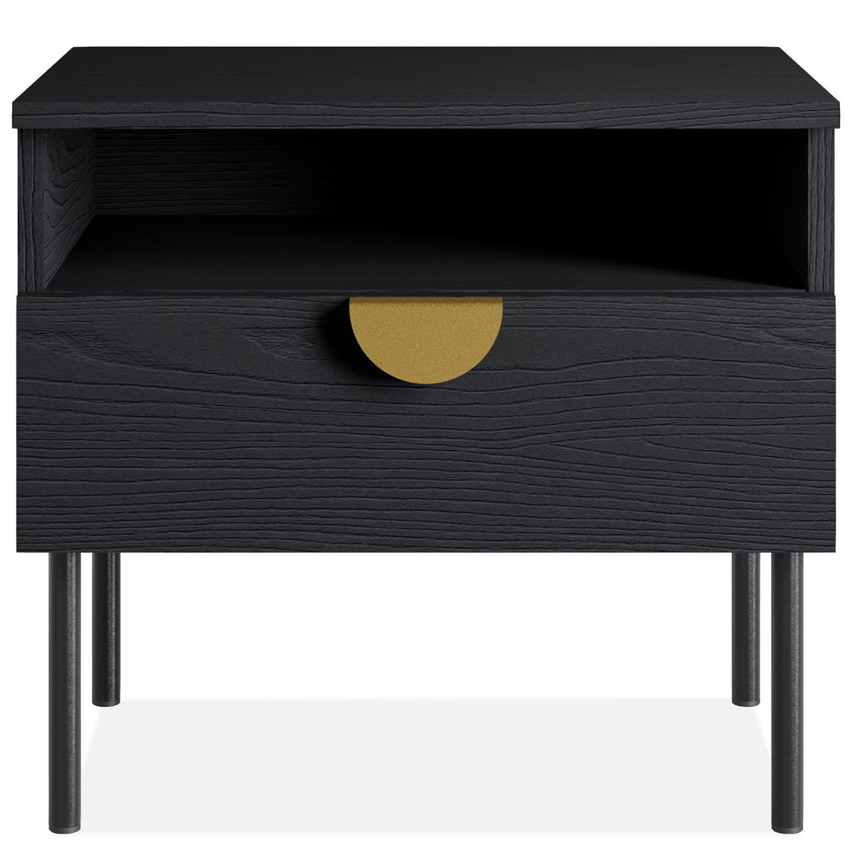 NACHTTISCH VIDIS Nachtschrank 2-er Set, Modern - Schwarz, Holzwerkstoff (50/46/35cm) - KONSIMO®