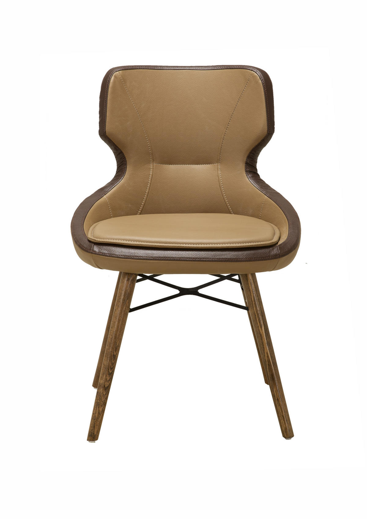 POLSTERSTUHL ARIA mit Kunstleder-Bezug & Holzgestell – Modern Dining - Braun, Holz/Textil (53.5/80.5/56cm) - Stuhlmann