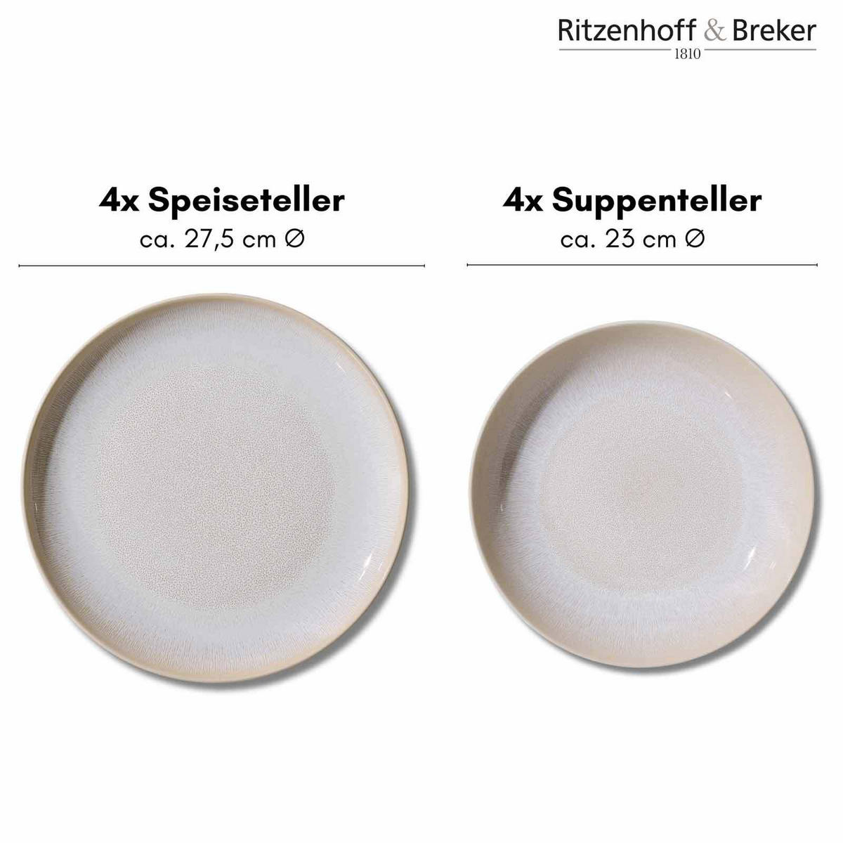 TAFELSERVICE LAREDO beige 8-tlg. - Beige, Keramik (2/2/2cm) - Ritzenhoff Breker
