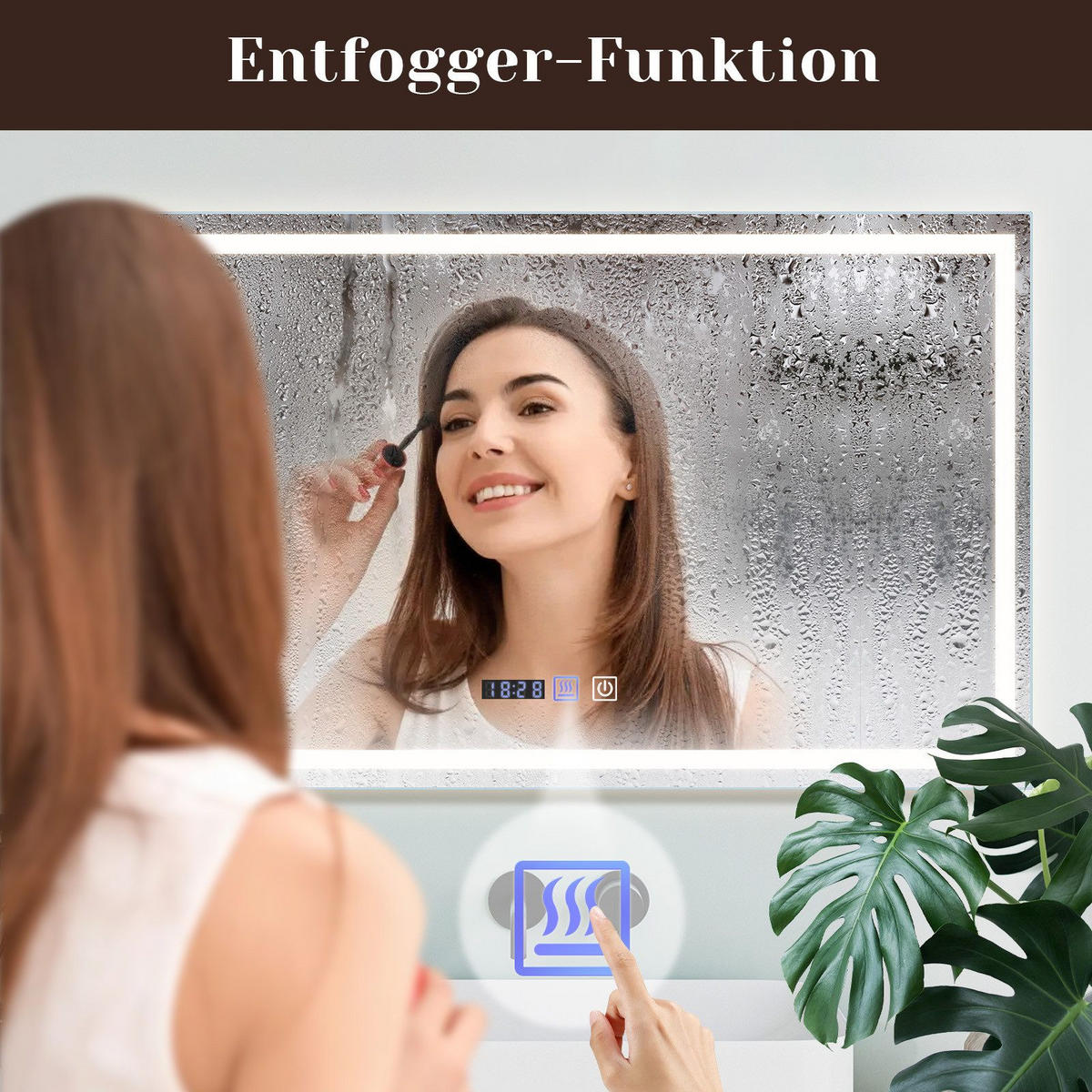BADEZIMMERSPIEGEL Erfurt mit LED-Leuchte 100/60/2.5 cm - Weiß, Glas (60/2.5/100cm) - Nettlife