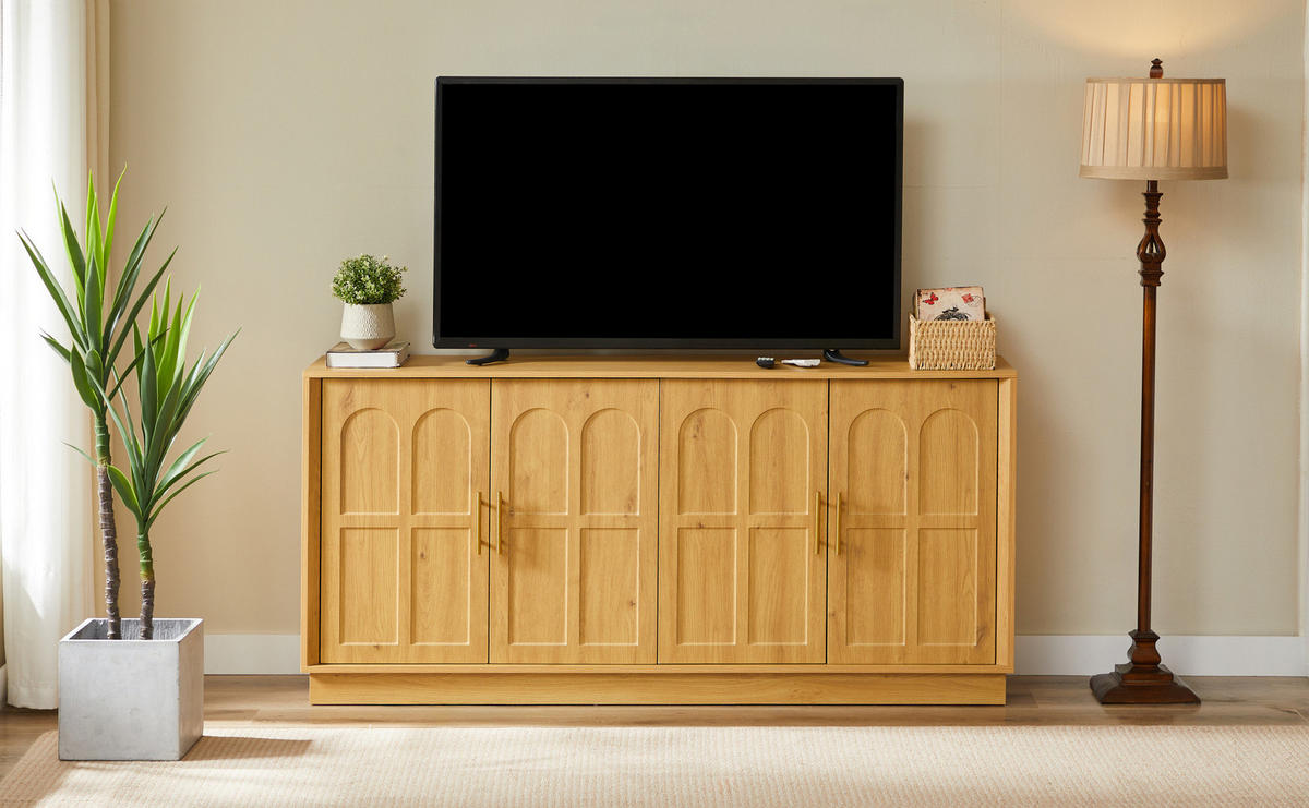 SIDEBOARD 169/40/80 cm aus MDF mit geschwungener Front Naturfarben - Naturfarben, Holzwerkstoff (169/80/40cm) - Modenvie