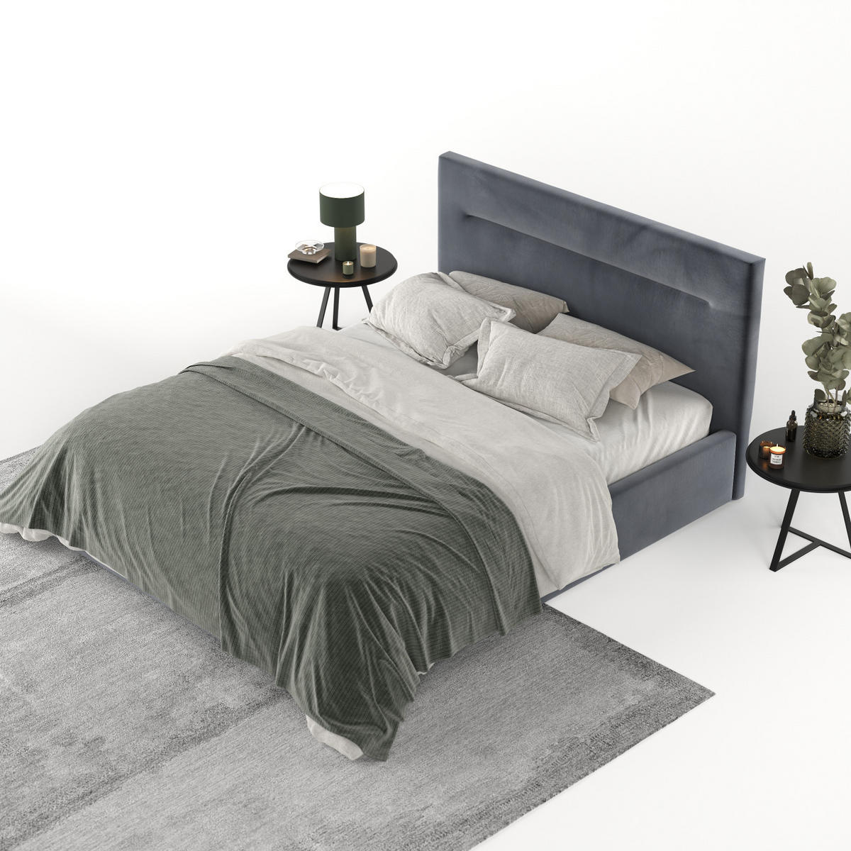 POLSTERBETT Liline 180/200 cm Dunkelgrau im Kronos Stoff - Dunkelgrau/Schwarz, Holz/Holzwerkstoff (180/200cm) - AltaBeds