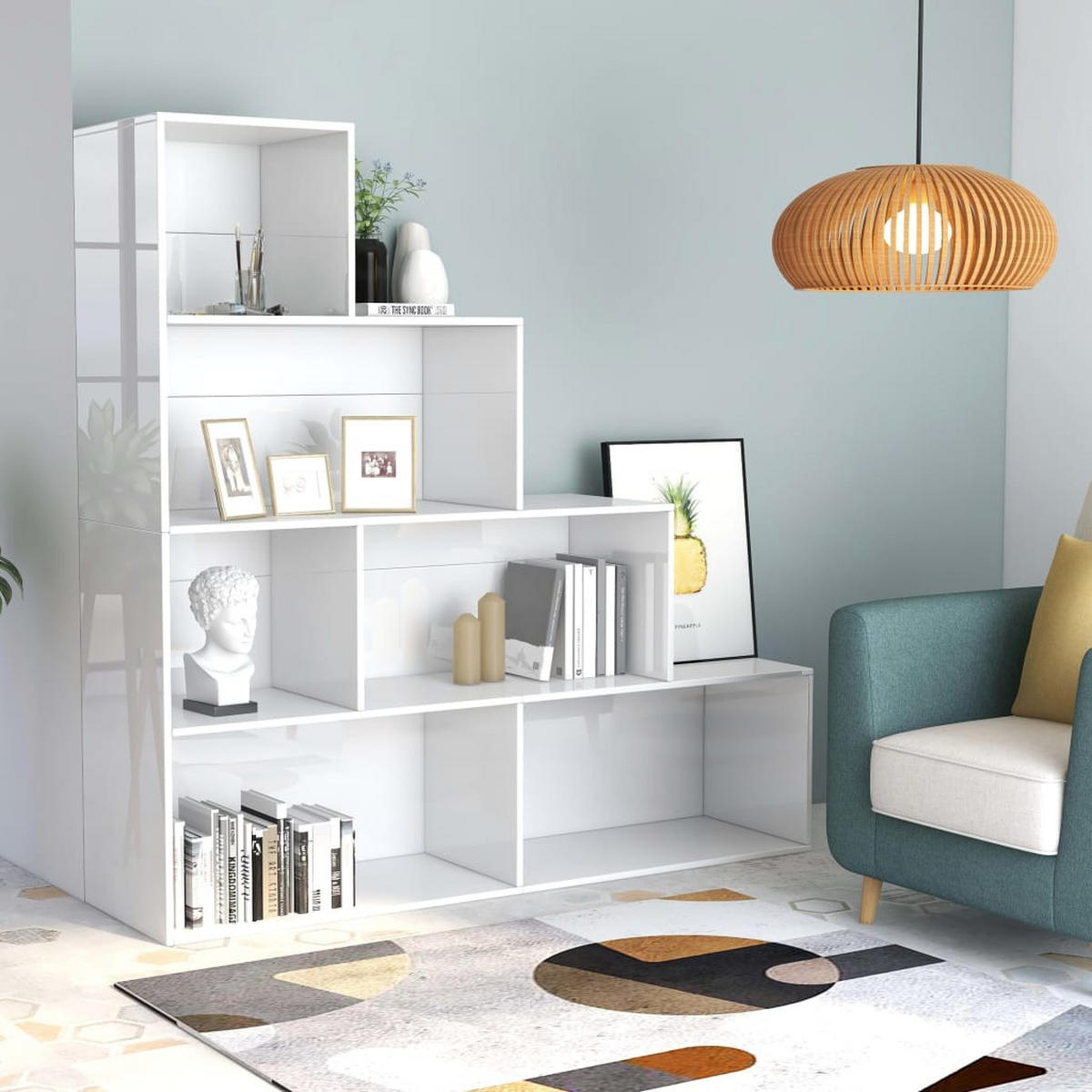 BÜCHERREGAL Hochglanz-Weiß 155x24x160 cm - Weiß, Holzwerkstoff (155/160/24cm) - furnicato