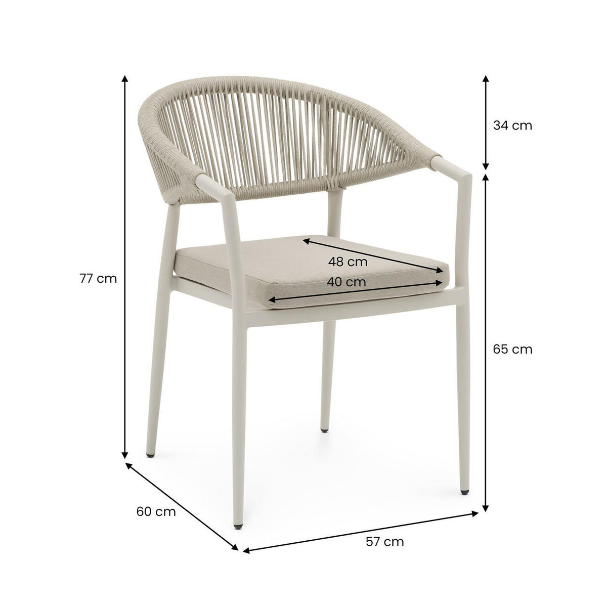GARTENMÖBEL SET SELI - Creme, Metall - IDIMEX