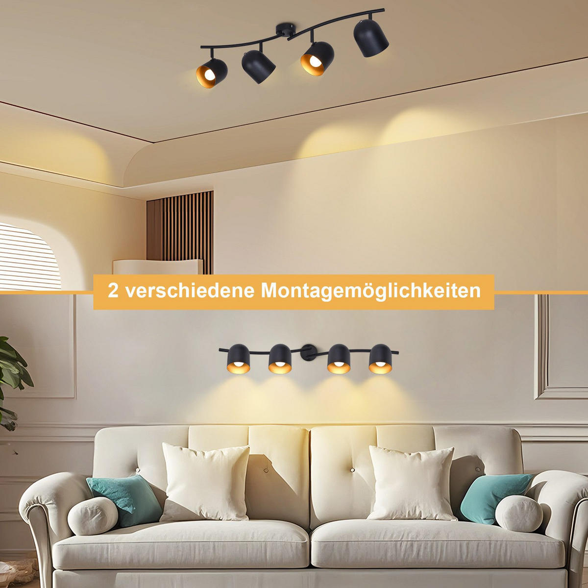 STRAHLER Gera 4-flammig 79/12/21 cm - Schwarz, Metall (79/12/21cm) - Nettlife