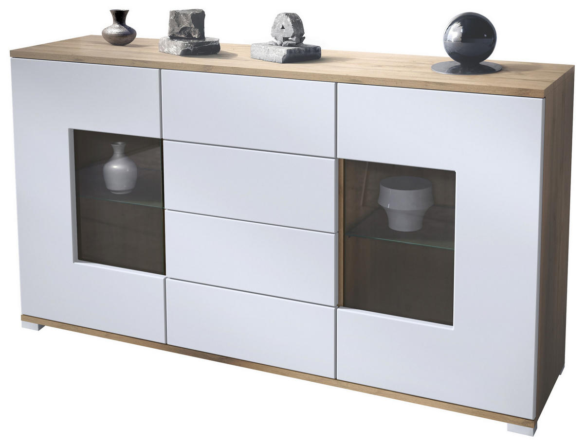 SIDEBOARD Grömitz Weiß matt - Weiß, Holzwerkstoff (138.5/75.5/35cm) - Vladon