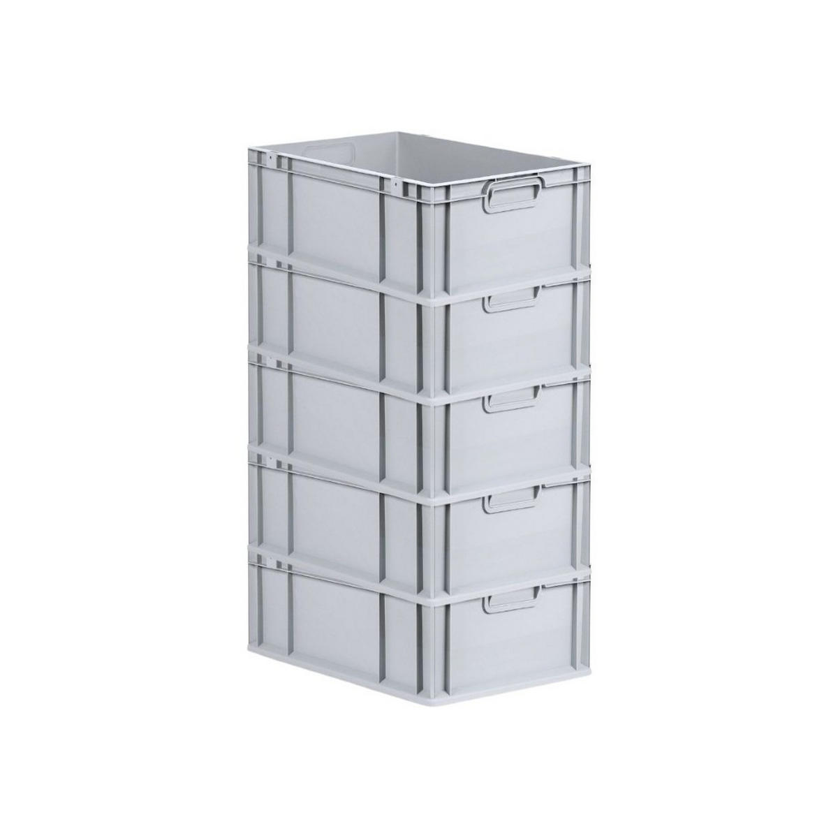 EUROBOX 5x Nextgen Economy Mit Scharnierdeckel Grau/Rot Griffe Geschlossen 44 Liter - Rot, Kunststoff (40/22/60cm) - PROREGAL